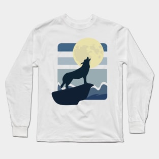 black Wolf In The Moon Long Sleeve T-Shirt